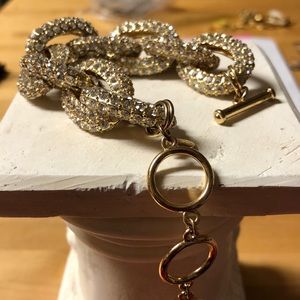 Gold tone sparkly rhinestone chunky bracelet